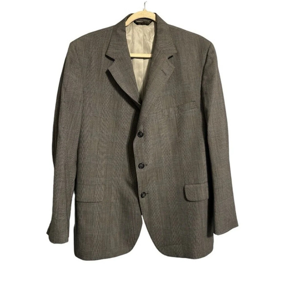 Huntington 3 Button Jacket Long Sleeve Blazer Jacket Size 44R Graph Houndstooth - Picture 1 of 10